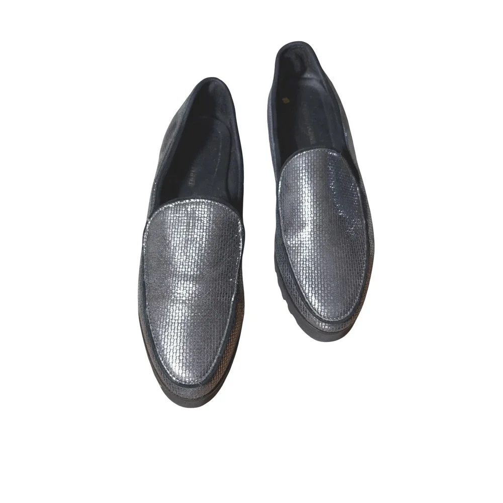 Donald Pliner Elen‎ Metallic Gunmetal Lug sole loafers 9.5